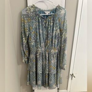Lauren Conrad Gold Dusted Floral Pattern Dress
